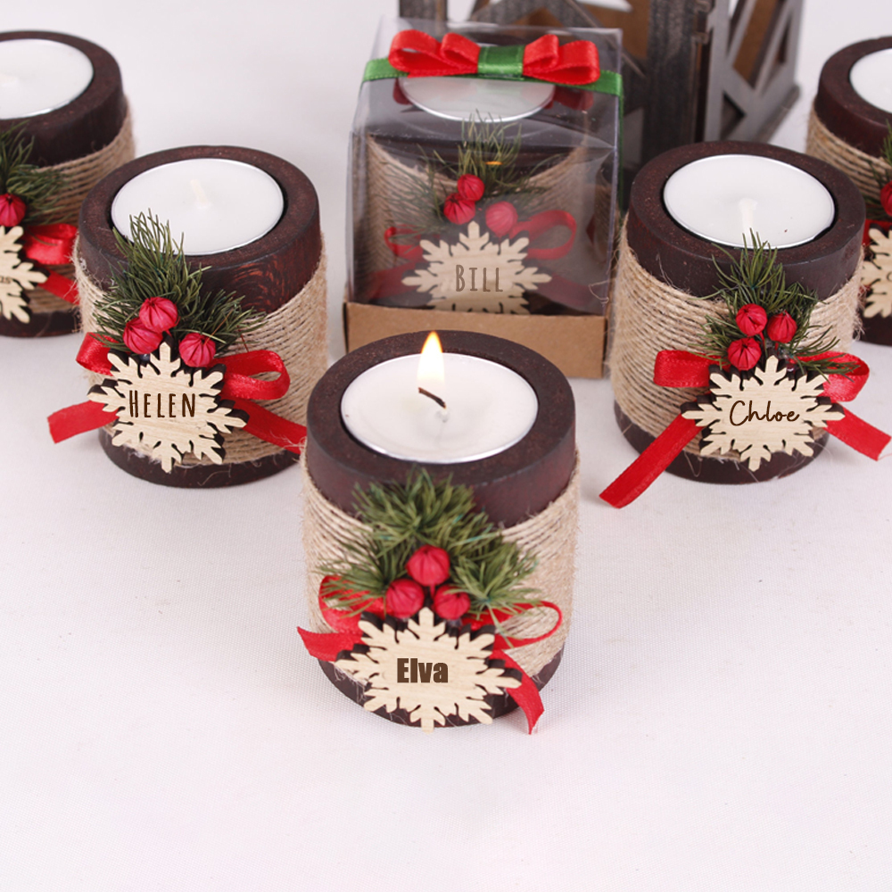 Personalized Wooden Christmas Candle Favors | MCGift76