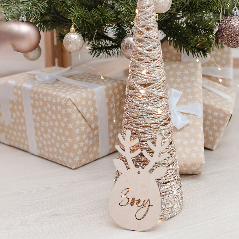 Personalized Christmas Reindeer Wood Ornament | MCGift81