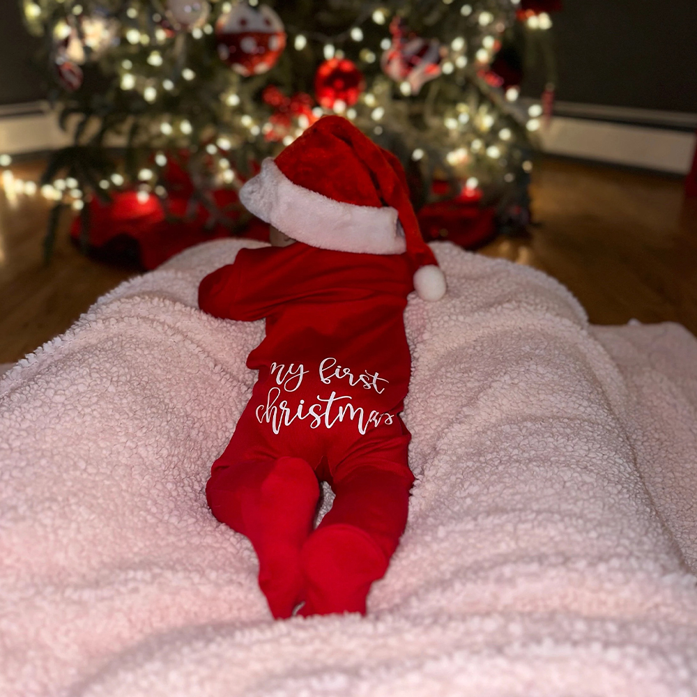 Personalized Baby First Christmas Cozy Soft Long Sleeve Romper | MCGift90