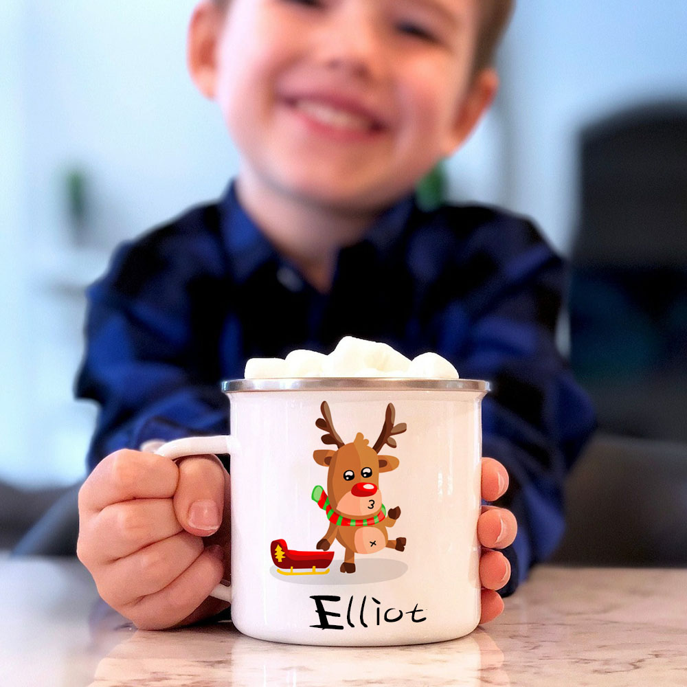 Personalised 12oz Christmas Elks Mugs for Kids  | KidMug22