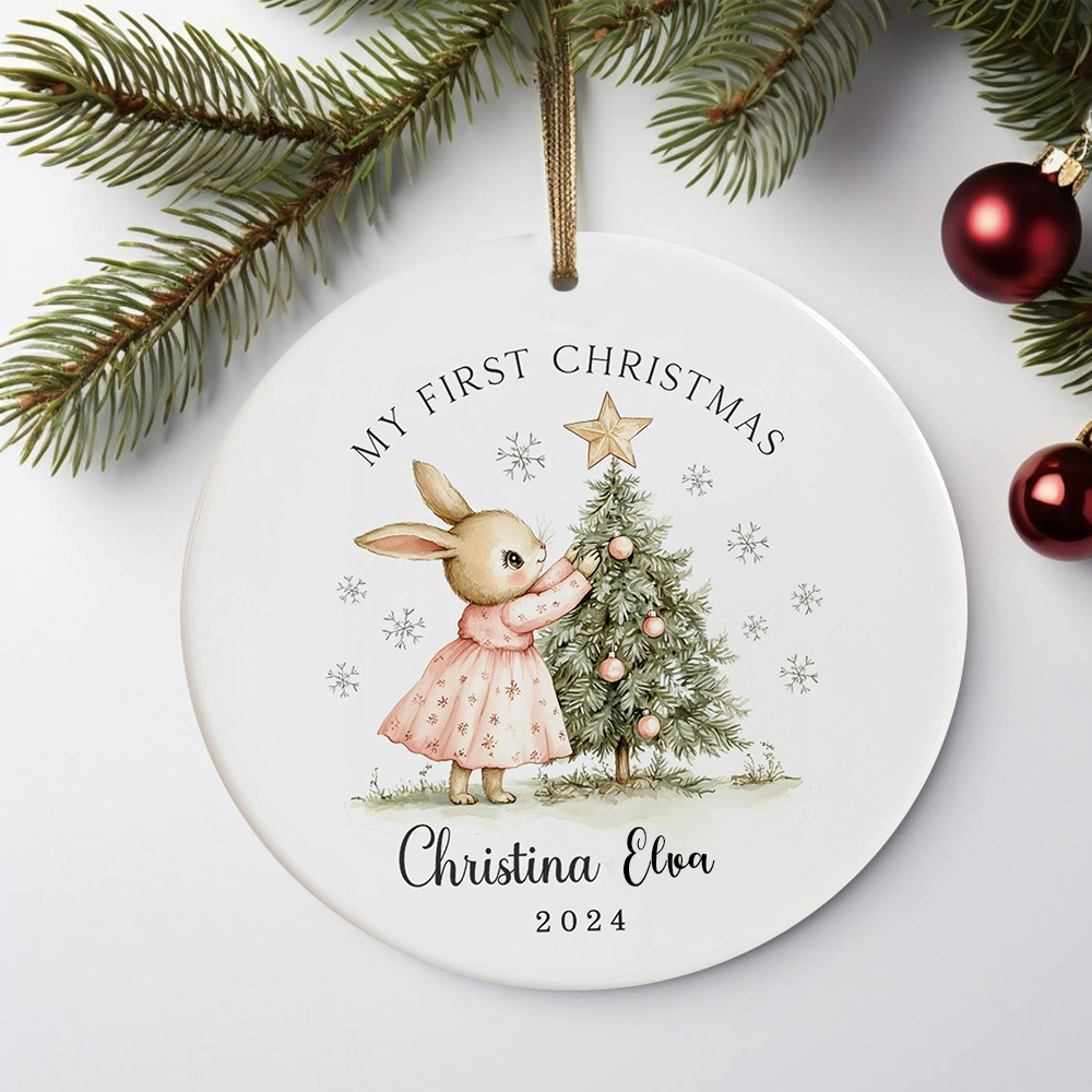 Personalized Lovely Bunny Christmas Tree Ornaments Decoration | MCGift5724