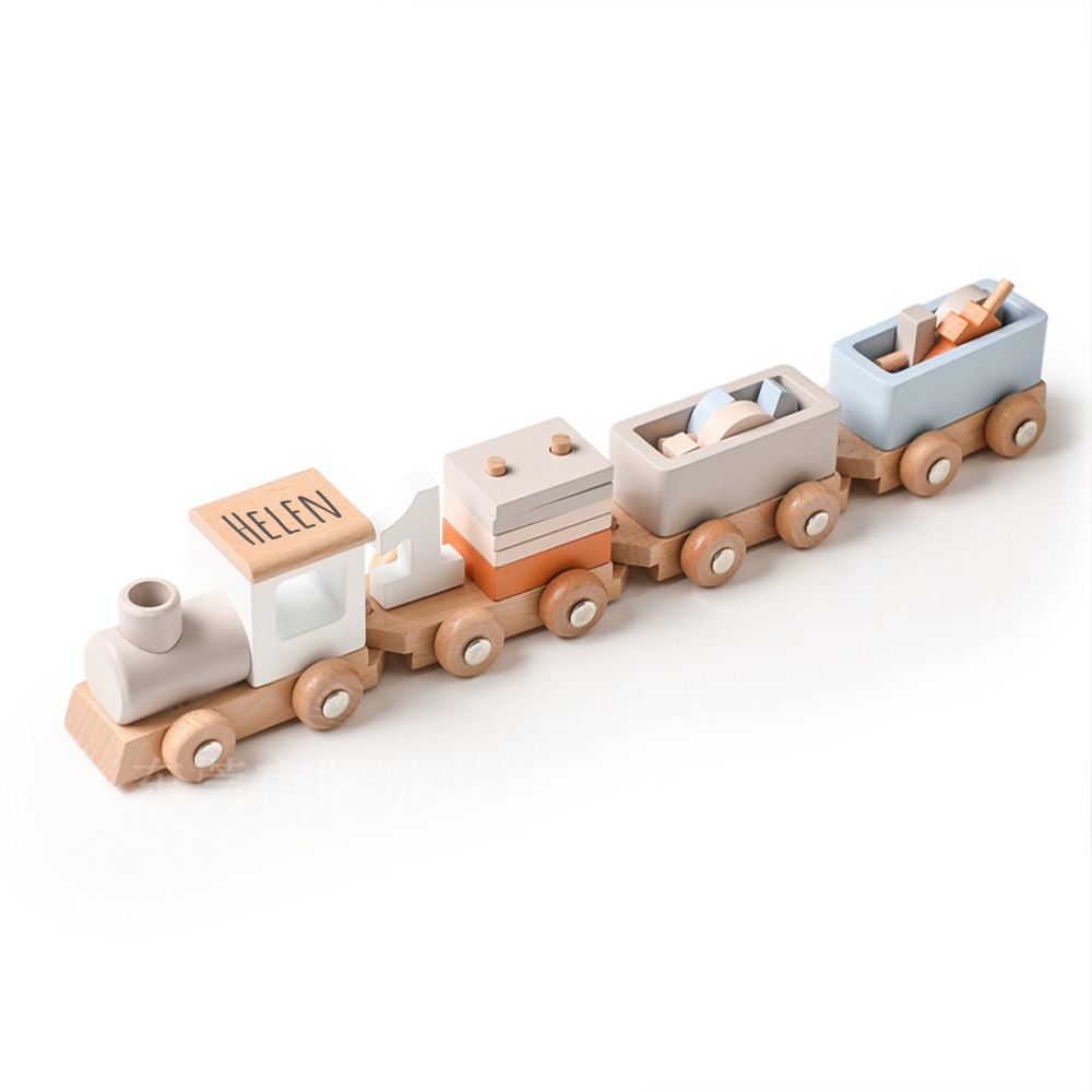 Personalized Kid Toy Wooden Freight Train Set | CWToy100