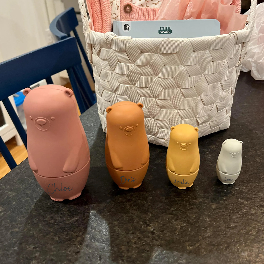 Personalized Silicone BPA Free Stacking Bears Matryoshka Toy | CWToy102