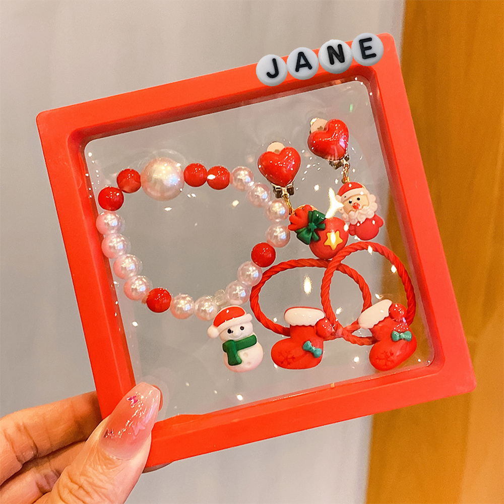 Personalized Lovely Little Girl's Christmas Santa Claus Jewelry Set Box | MCGift99