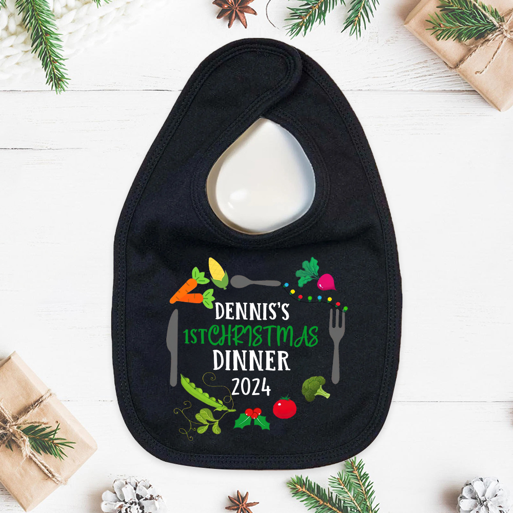 Personalized Baby 1st Christmas Dinner Bib | CWBaby115