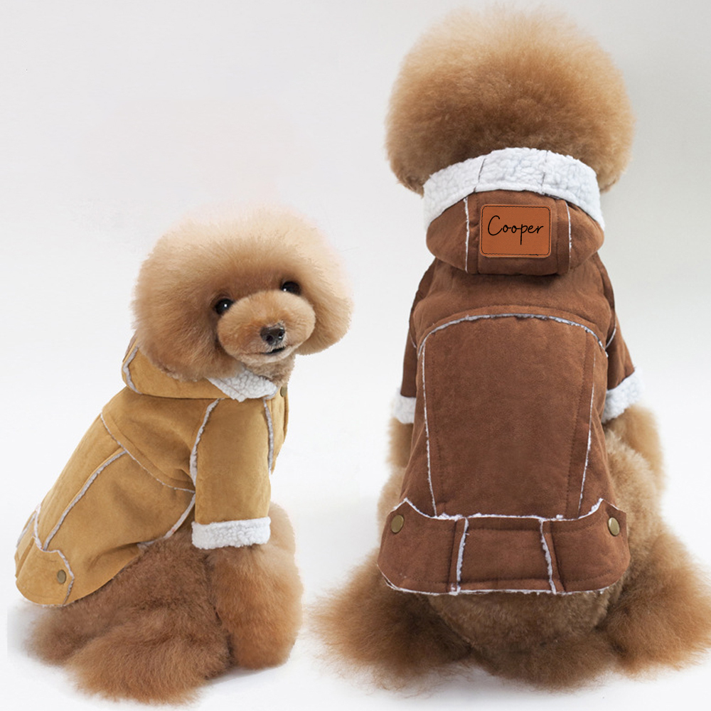 Personalized Leather Patch Pets Sherpa Jacket | BKPet132
