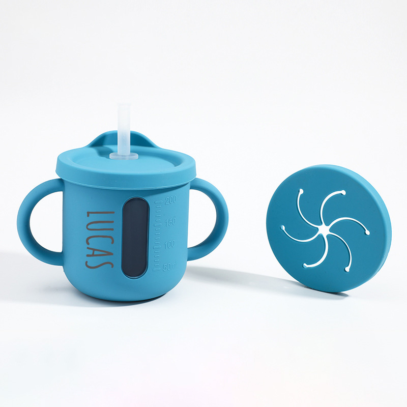 Personalised Baby Food Grade Straw & Snack Silicone Cup | CWBaby117