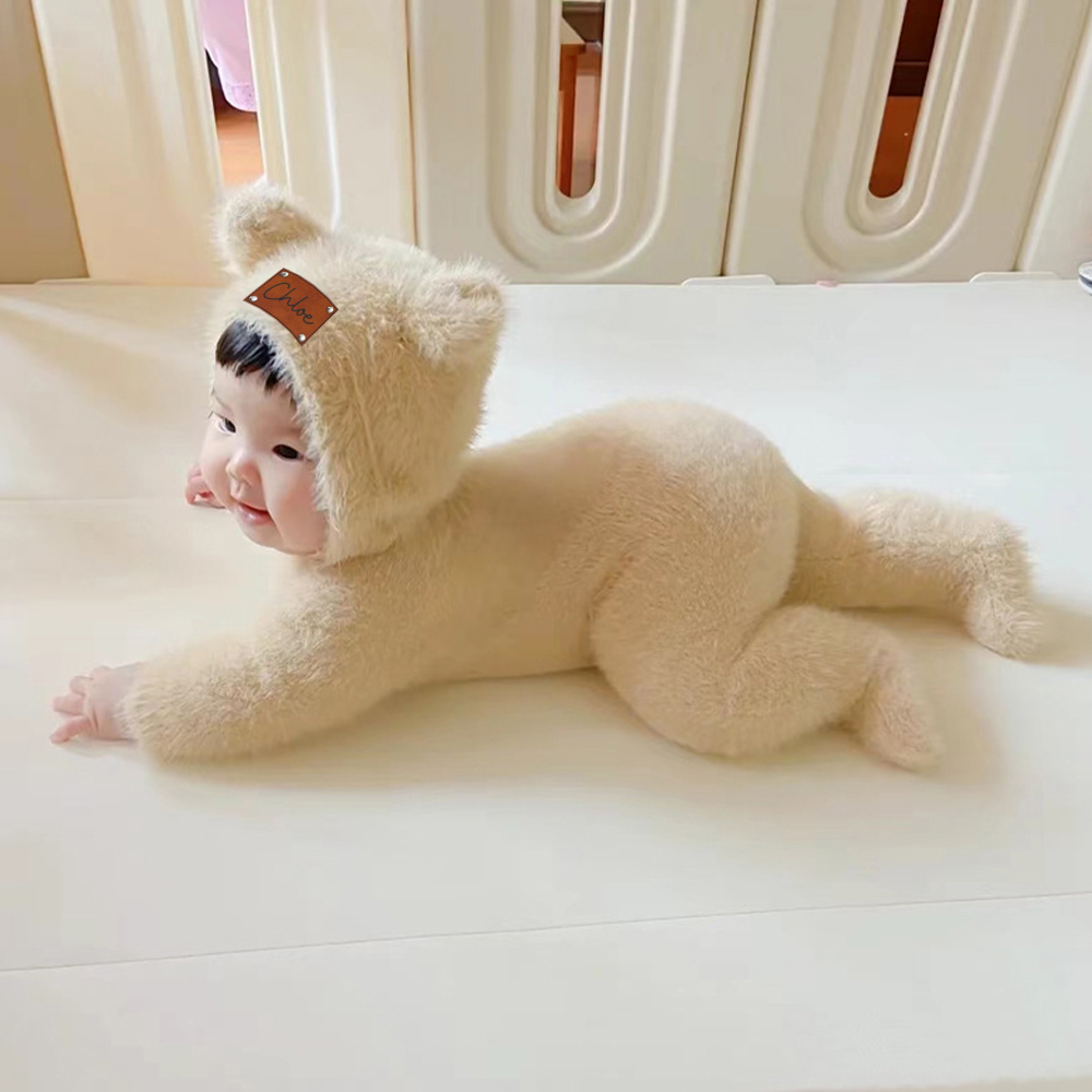 Personalized Baby Mink Cashmere Jumpsuit With Hat | CWBaby116