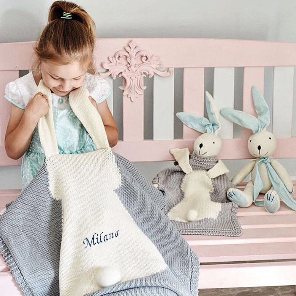 Personalized Embroidered Knit Baby Blanket for Unique Gift | CWBaby118