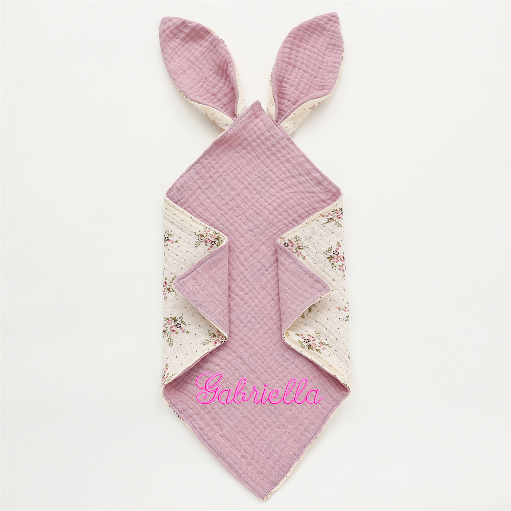 Personalized Baby Embroidery Comforter Bunny Sleep Towel | CWBaby126