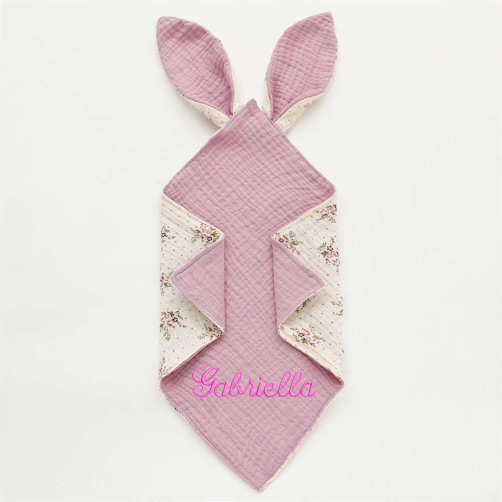 Personalized Baby Embroidery Comforter Bunny Sleep Towel | CWBaby126
