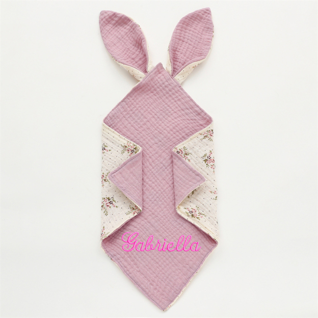 Personalized Baby Embroidery Comforter Bunny Sleep Towel | CWBaby126