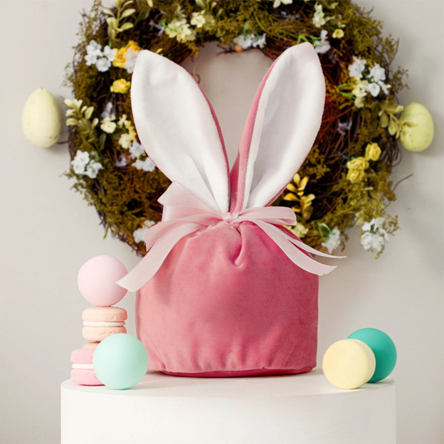 Personalized Foil Stamped Name Easter Bunny Velvet Basket | CWEaster33