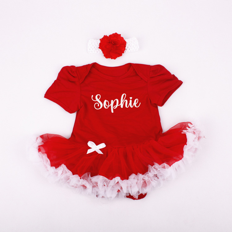 Personalized Baby Cotton Soft TuTu Romper With Headband | CWBaby135