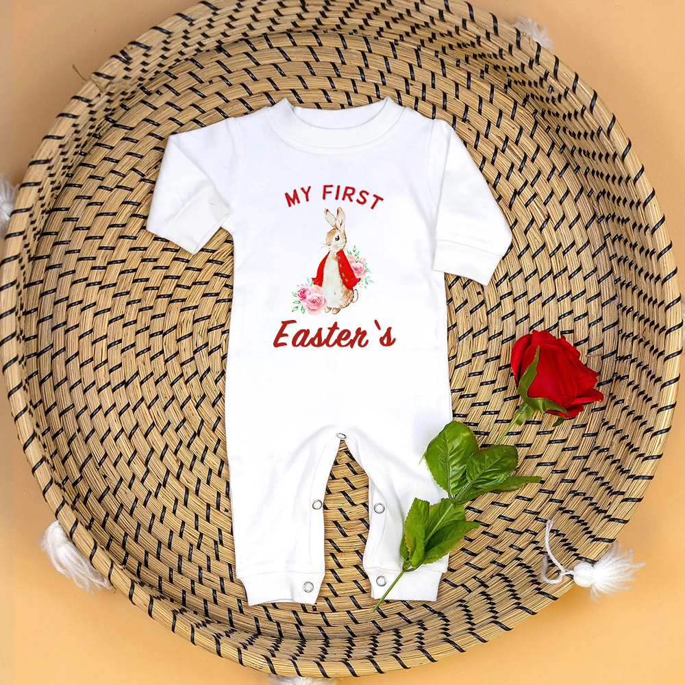 Personalized Baby First Easter Ropmer and Hat Set | CWBaby139