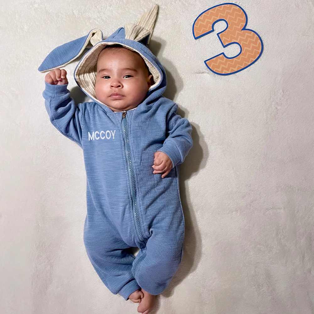 Personalized Easter Baby Bunny Ears Romper | CWbaby4001