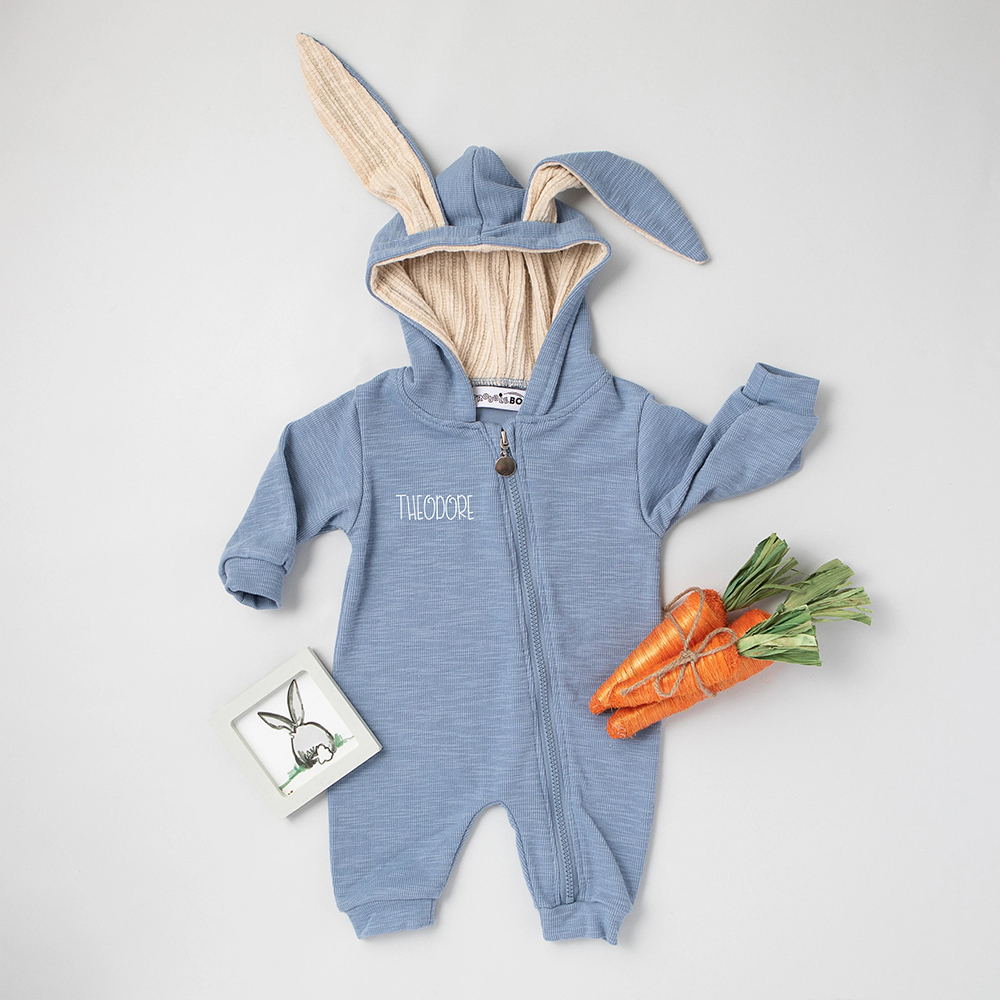 Personalized Easter Baby Bunny Ears Romper | CWbaby4001