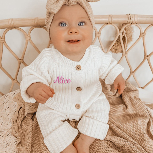 Personalised Baby Milk Ribbed Knit Bodysuit | CWBaby148