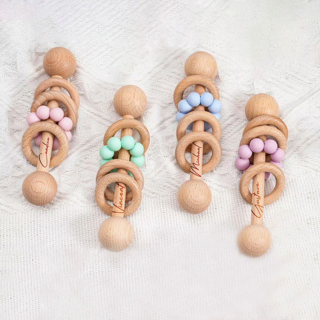 Personalized Cute Baby Wooden Rattle | CWBaby152