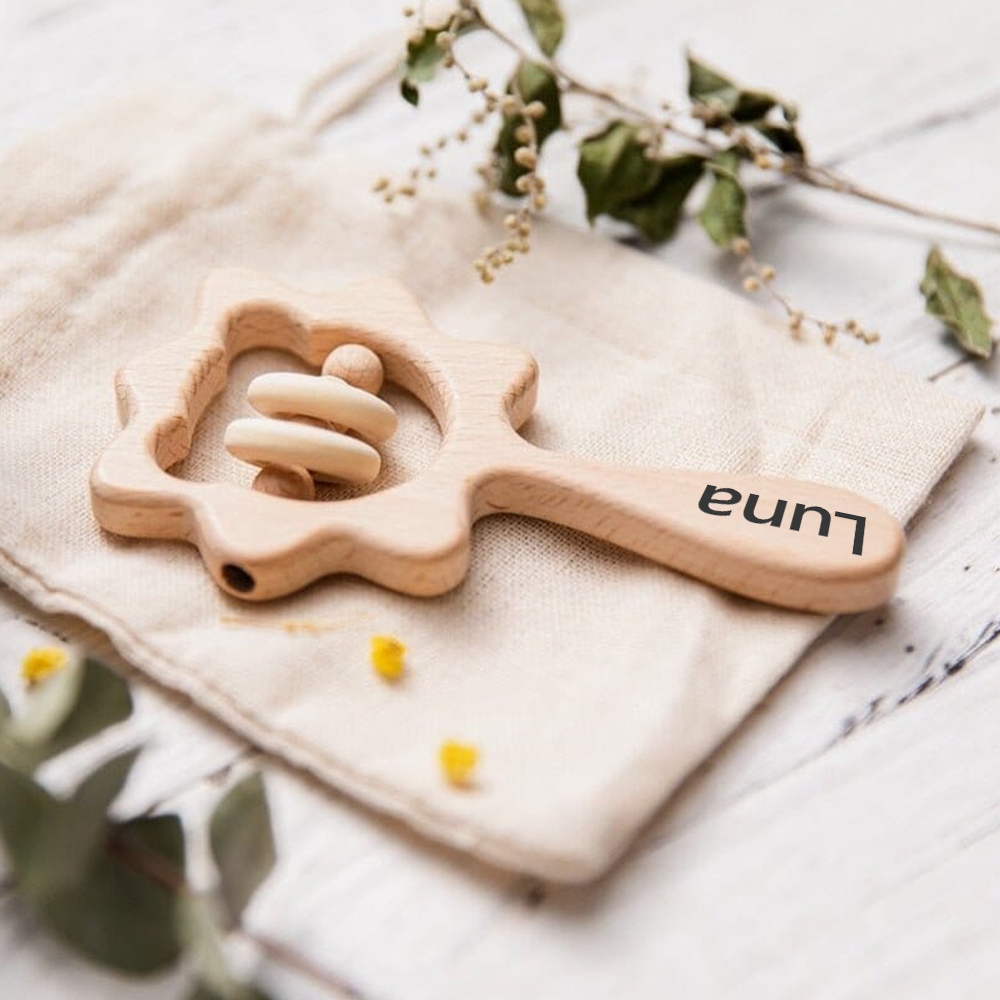 Personalized Baby Wooden Lovely Shape Rattle | CWBaby153