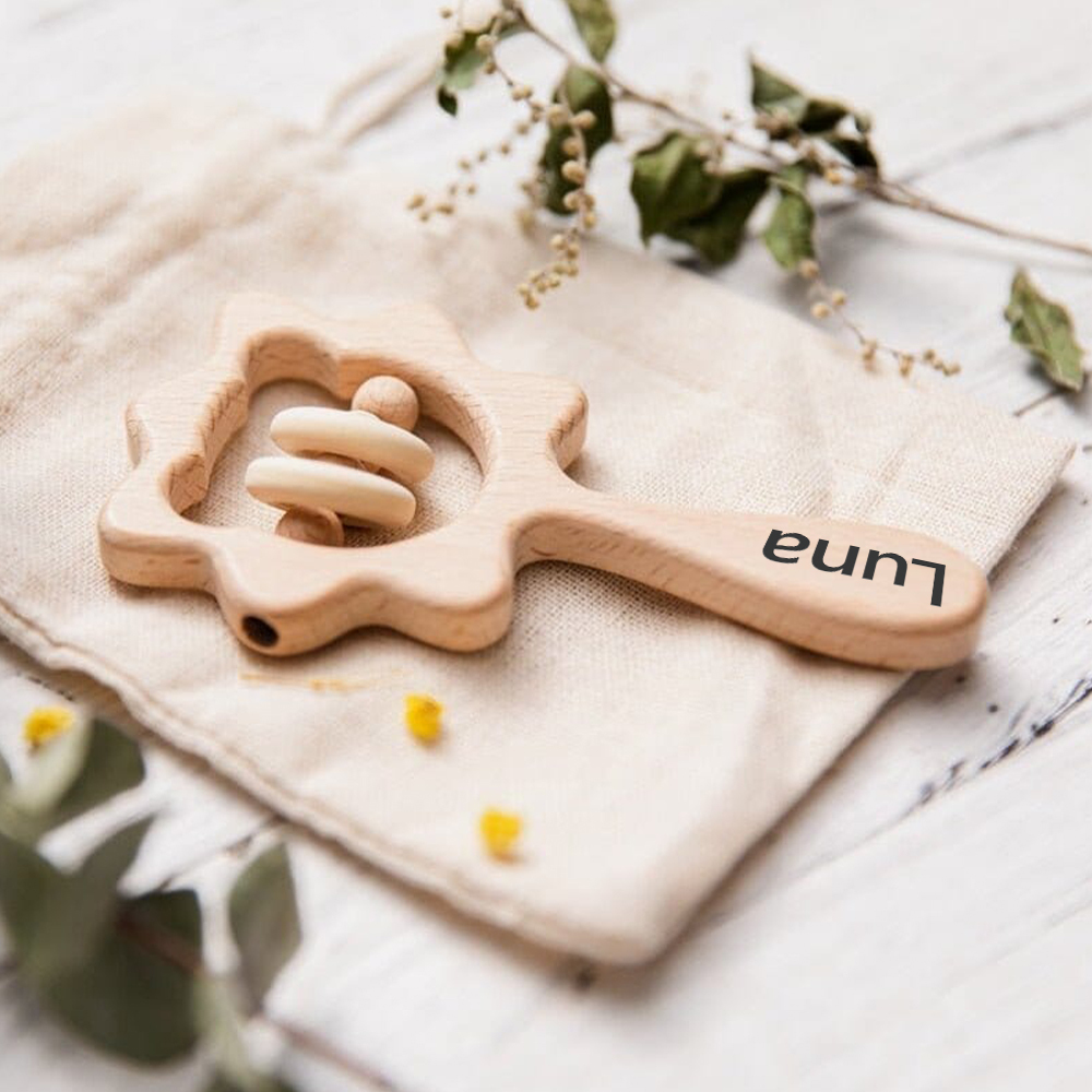 Personalized Baby Wooden Lovely Shape Rattle | CWBaby153