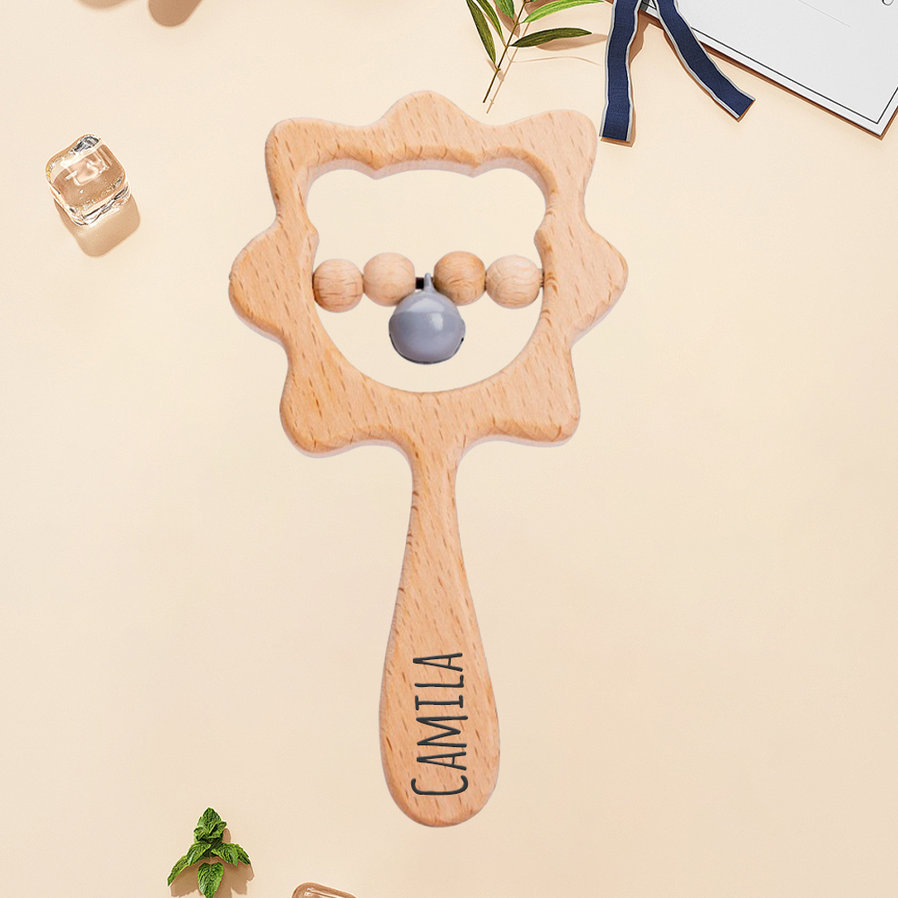 Personalized Baby Wooden Lovely Shape Rattle | CWBaby153