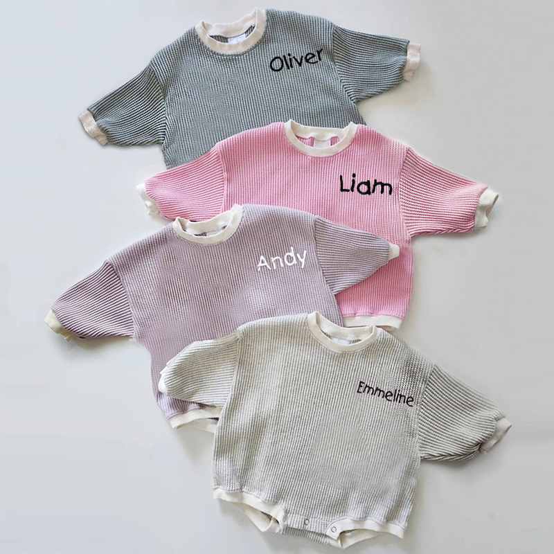 Personalized Embroidery Kids Cozy Color Sweatshirt Romper | inRomper15