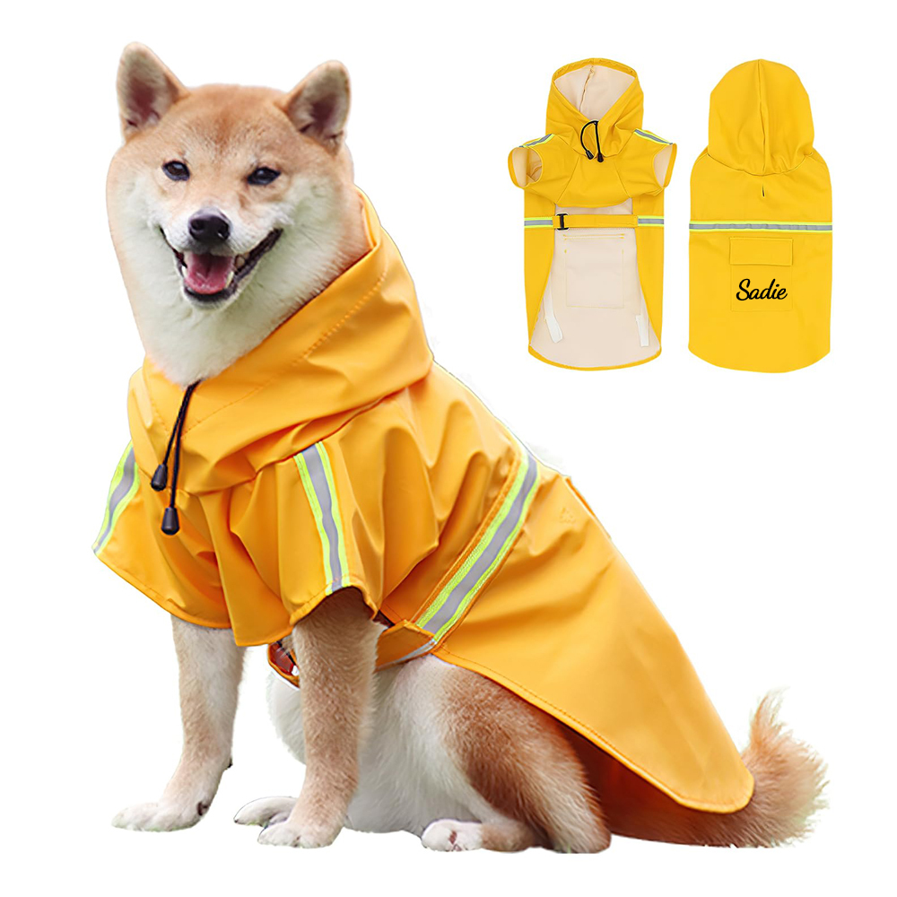 Personalized Pets Waterproof and Reflective Raincoat | BKPet152