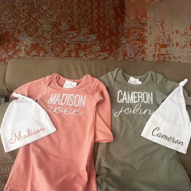 Personalized Cozy Newborn Bamboo Knotted Gown | CWbaby174