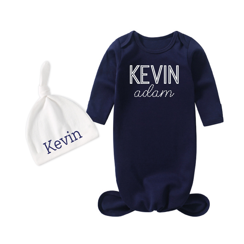 Personalized Cozy Newborn Bamboo Knotted Gown | CWbaby174