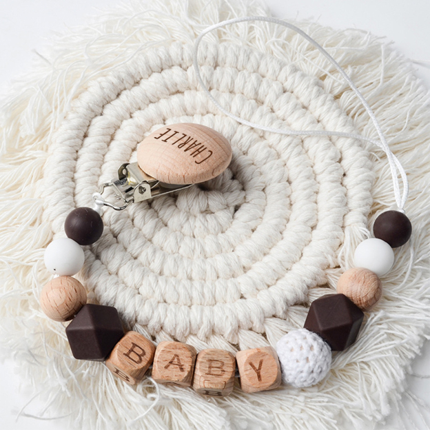 Personalized Baby Pacifier Crochet Bead Clip | CWBaby112