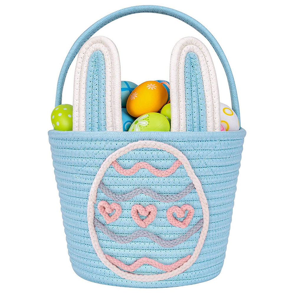 Personalized Handmade Easter Cotton Rope Bunny Basket | CWEaster38