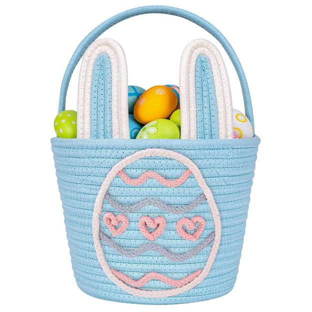 Personalized Handmade Easter Cotton Rope Bunny Basket | CWEaster38