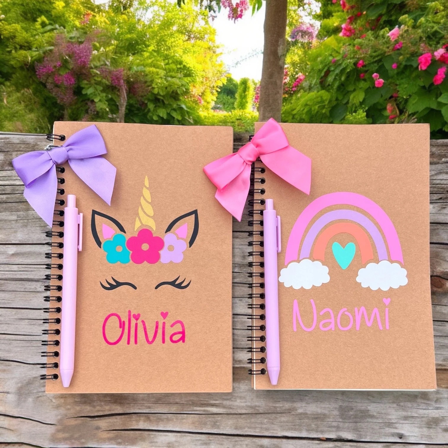 Personalized Lovely Boho Rainbow And Unicorn Notebook With Pen Set | CWToy116