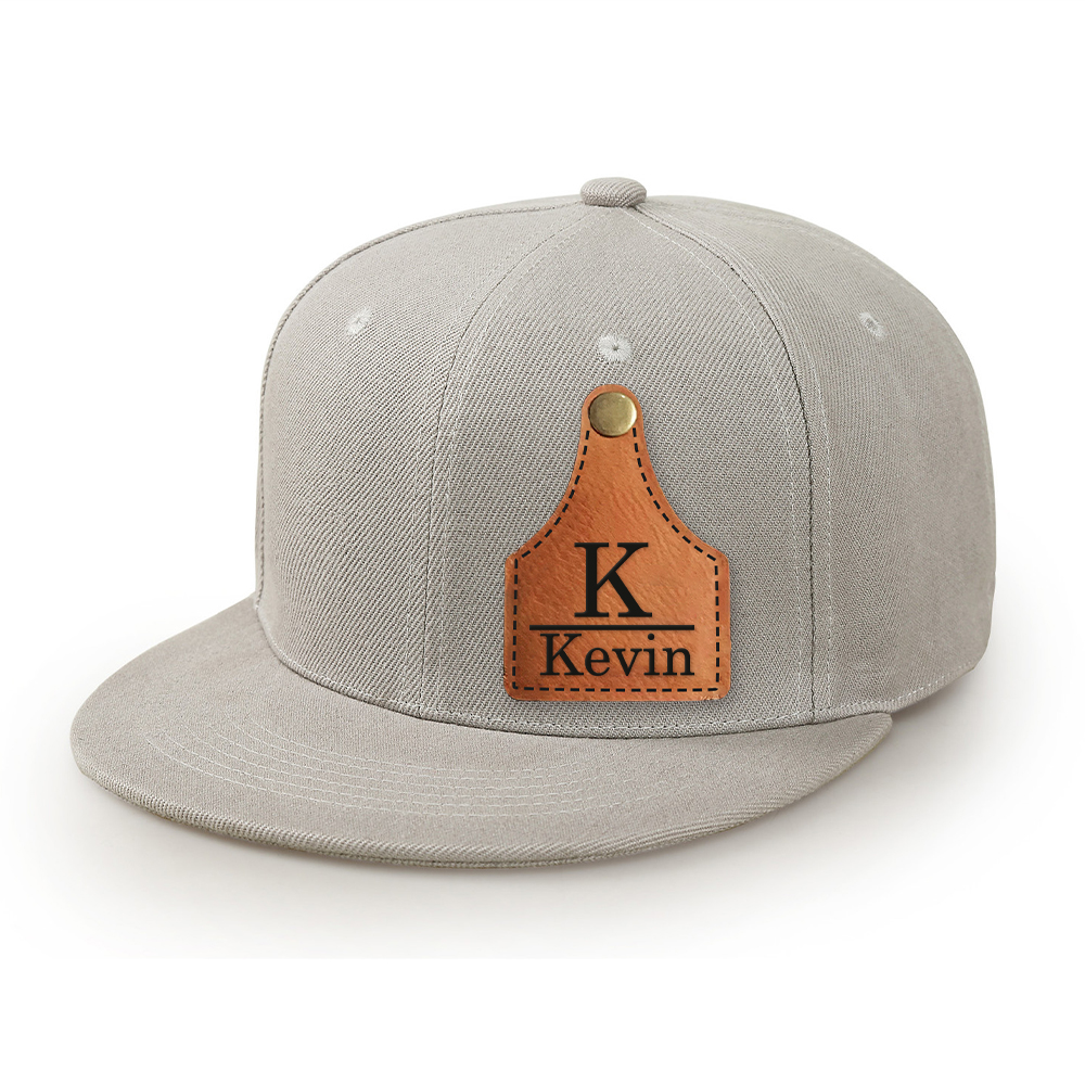 Personalize Kids Leather Patch Cow Tag Hat | CWBeach158