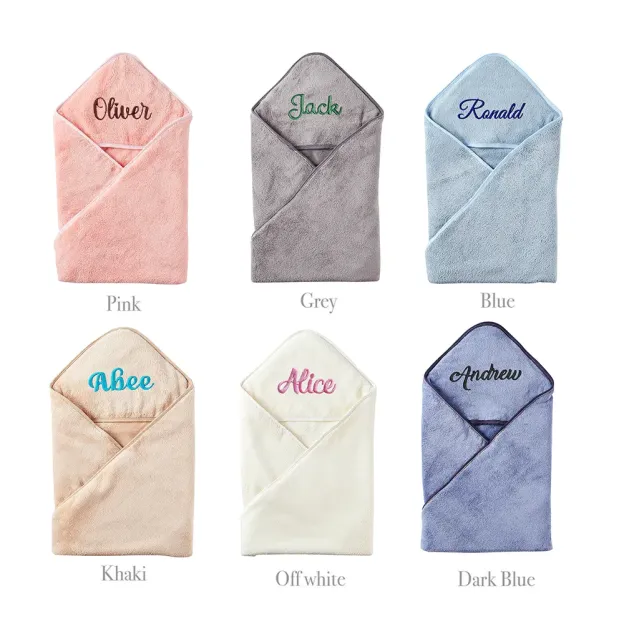 Personalized Embroidery Kid Lovely Coral Velvet Hooded Towel | CWBaby197