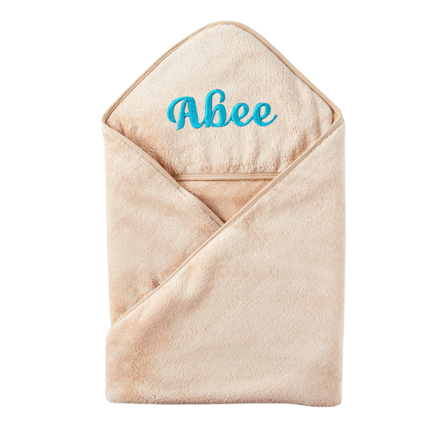Personalized Embroidery Kid Lovely Coral Velvet Hooded Towel | CWBaby197