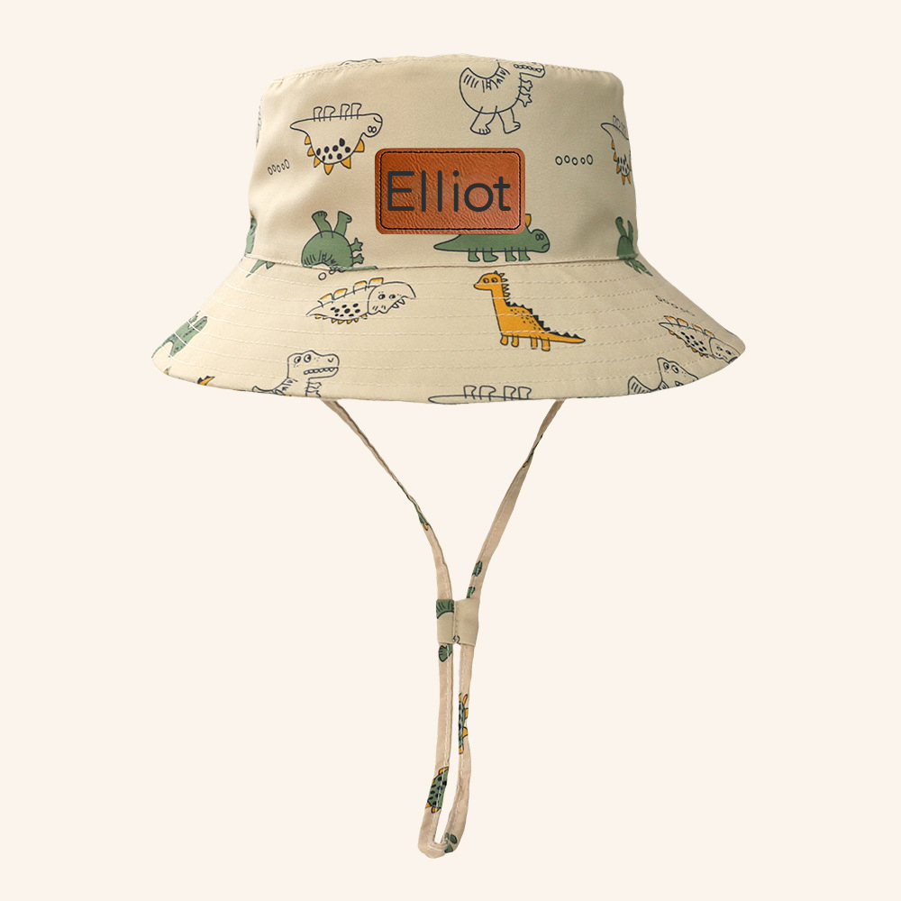 Personalized Leather Patch Dinosaur Bucket Hat for Comfort & Unique | CWBeach169