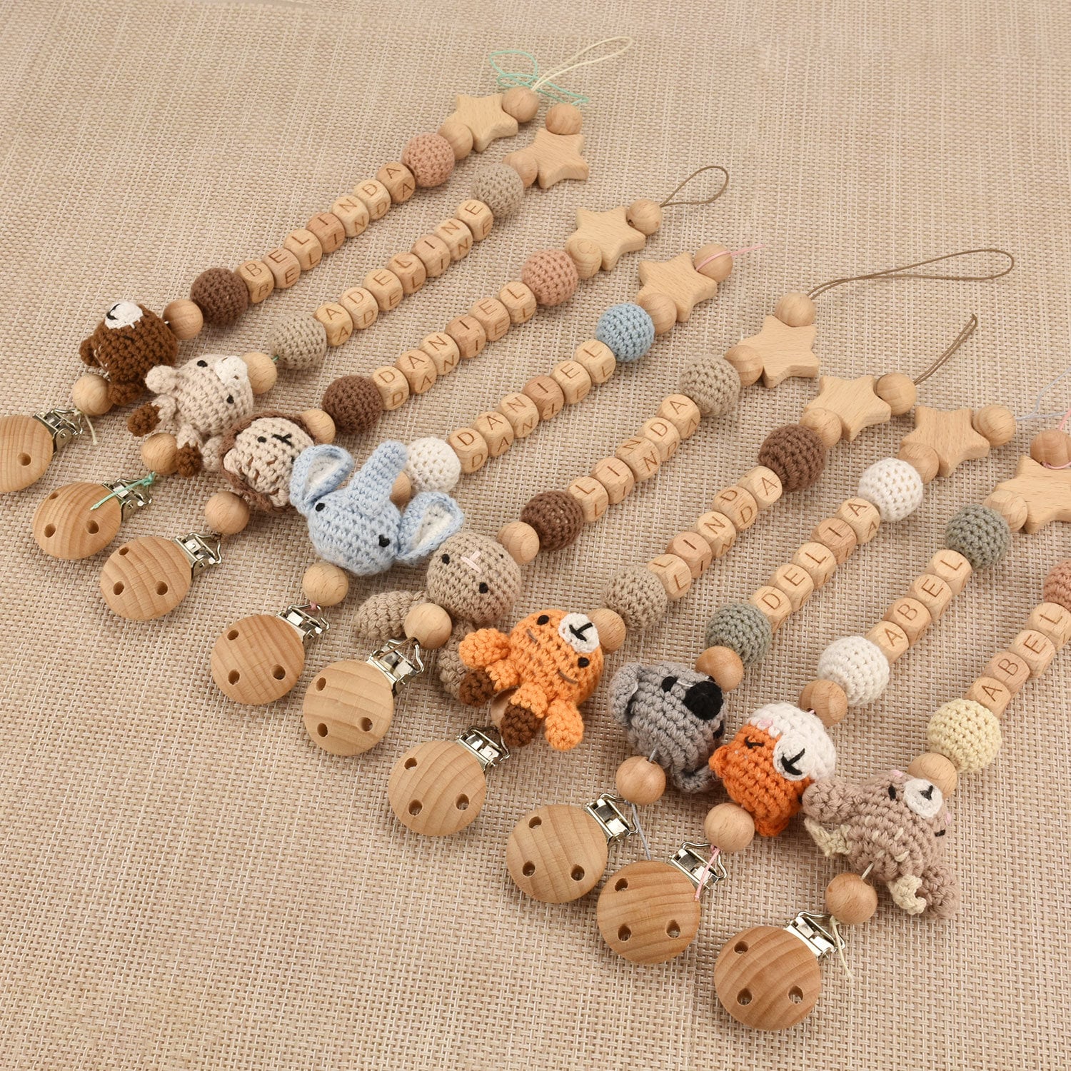 Personalized Baby Pacifier Crocheted Animal Clip | CWToy148