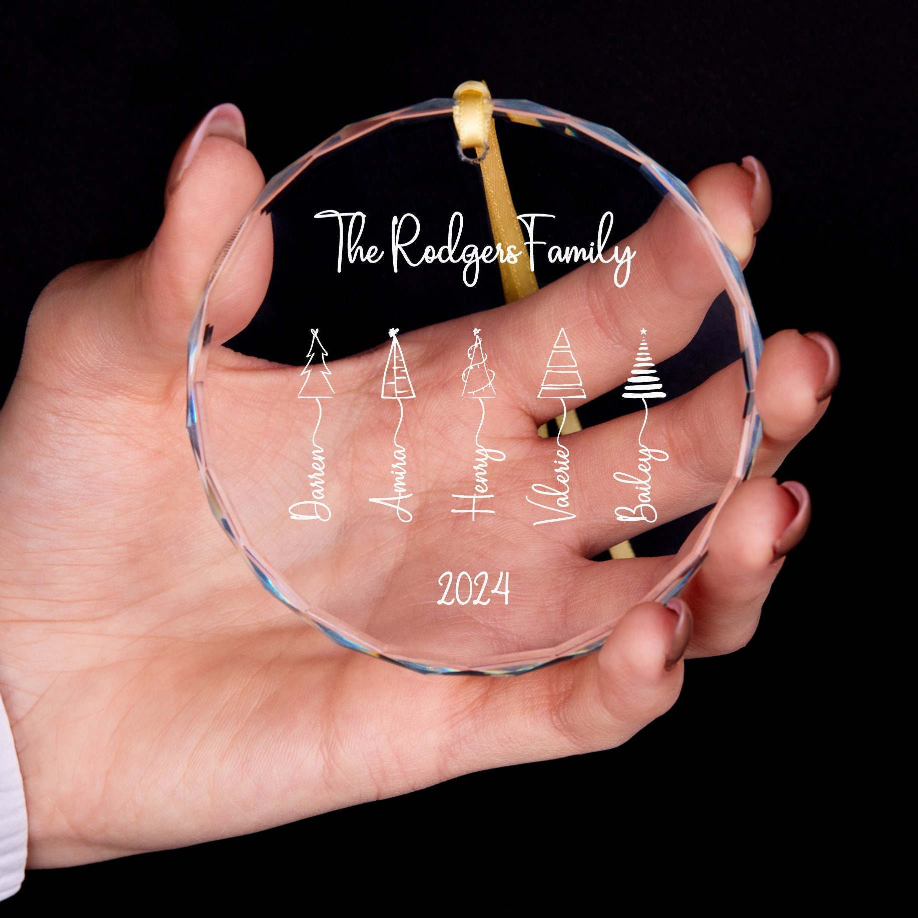 Personalized Glass Family Christmas Ornaments | CWGlass12