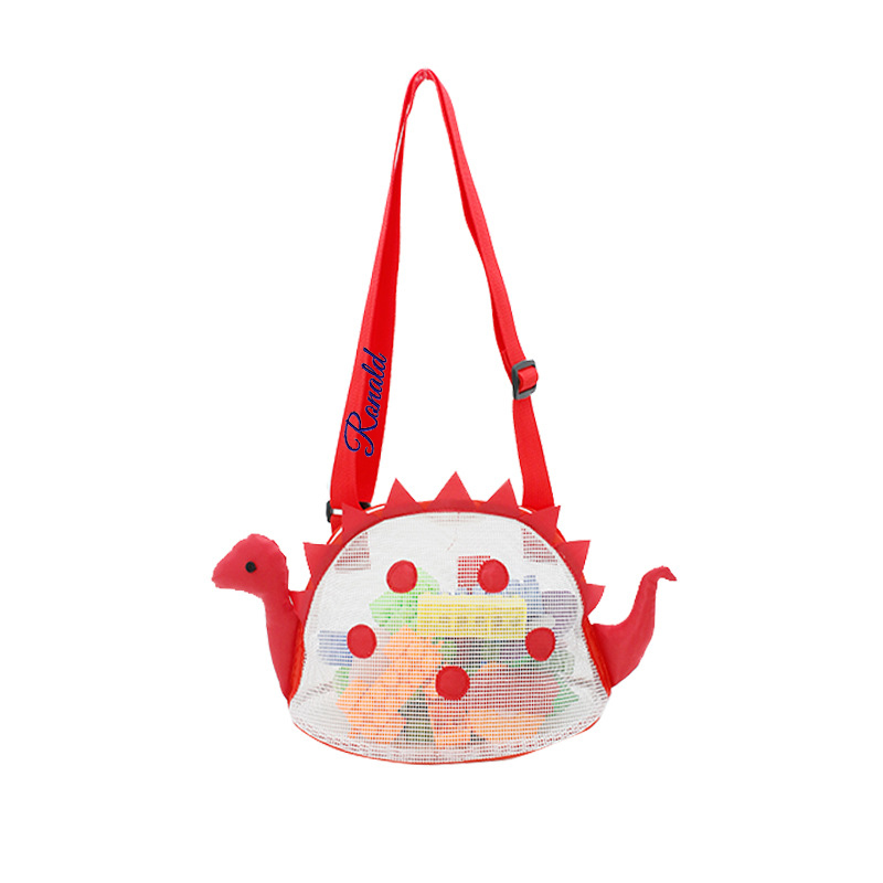 Personalized Dinosaur Seashell Zipper Mesh Beach Bag | CWBeach97