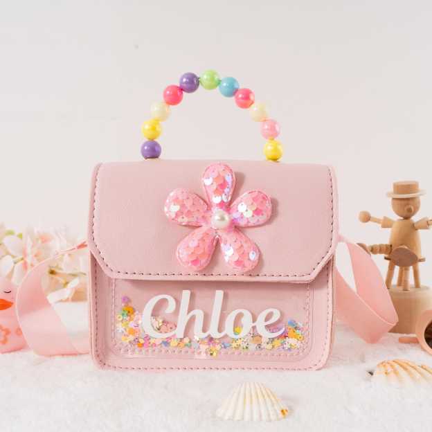Personalized Name Little Flower Pearl Handbag for Kids  | KKBag10