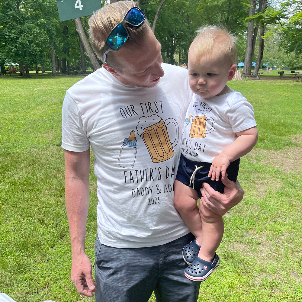 Personalized First Father's Day Daddy and Baby Outfit | CWFamily88