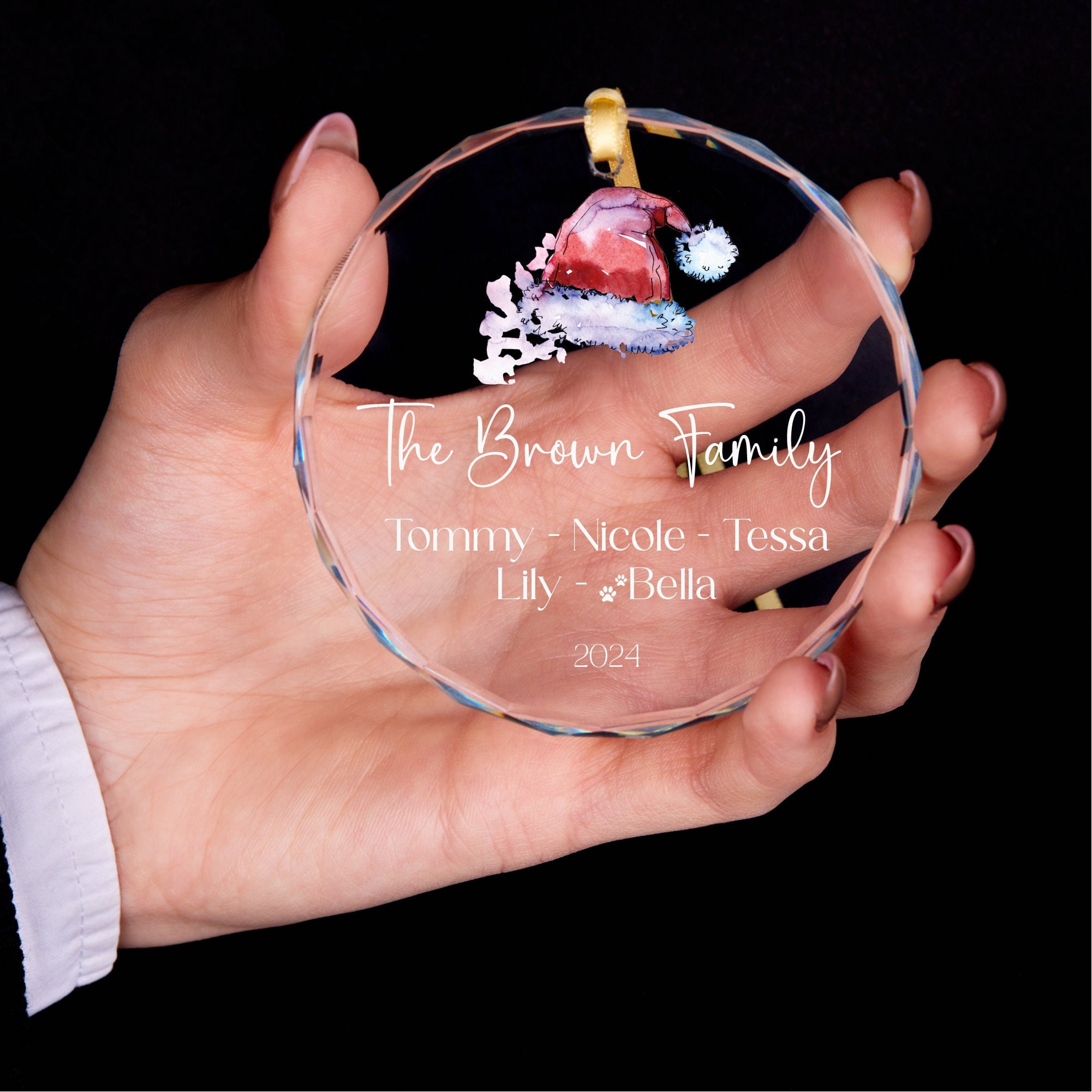 Personalized Glass Family Christmas Ornaments | CWGlass13