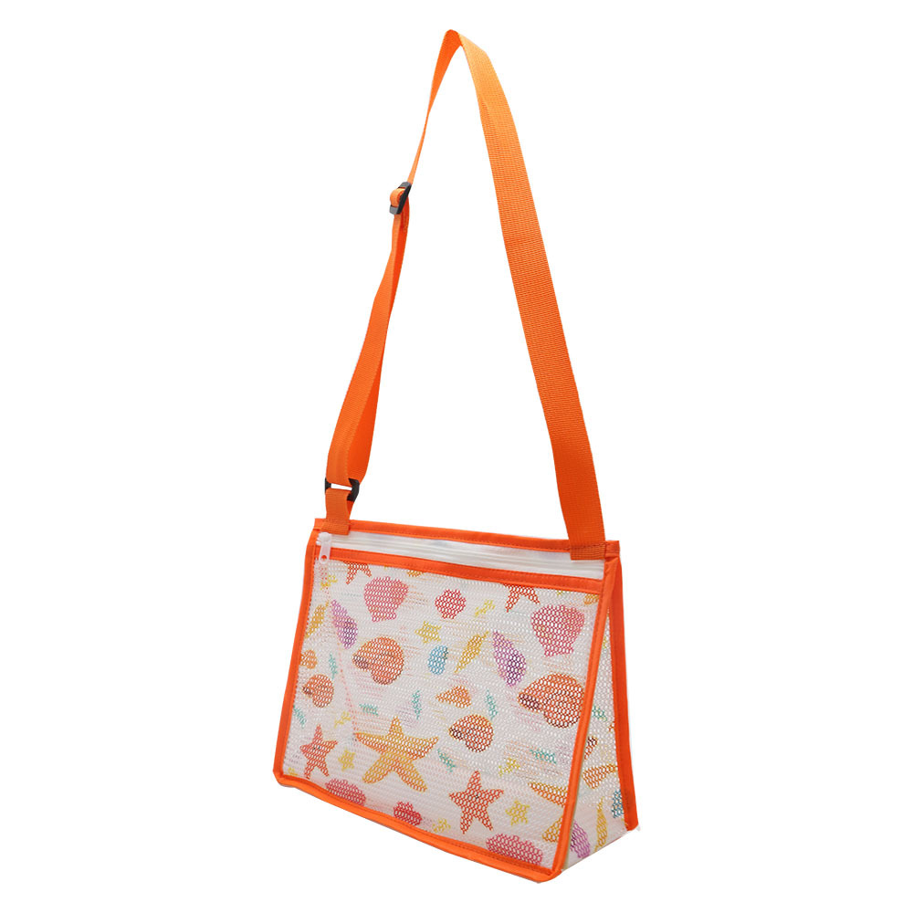 Personalized Embroidery Seashell Zipper Mesh Beach Bag | CWBeach112