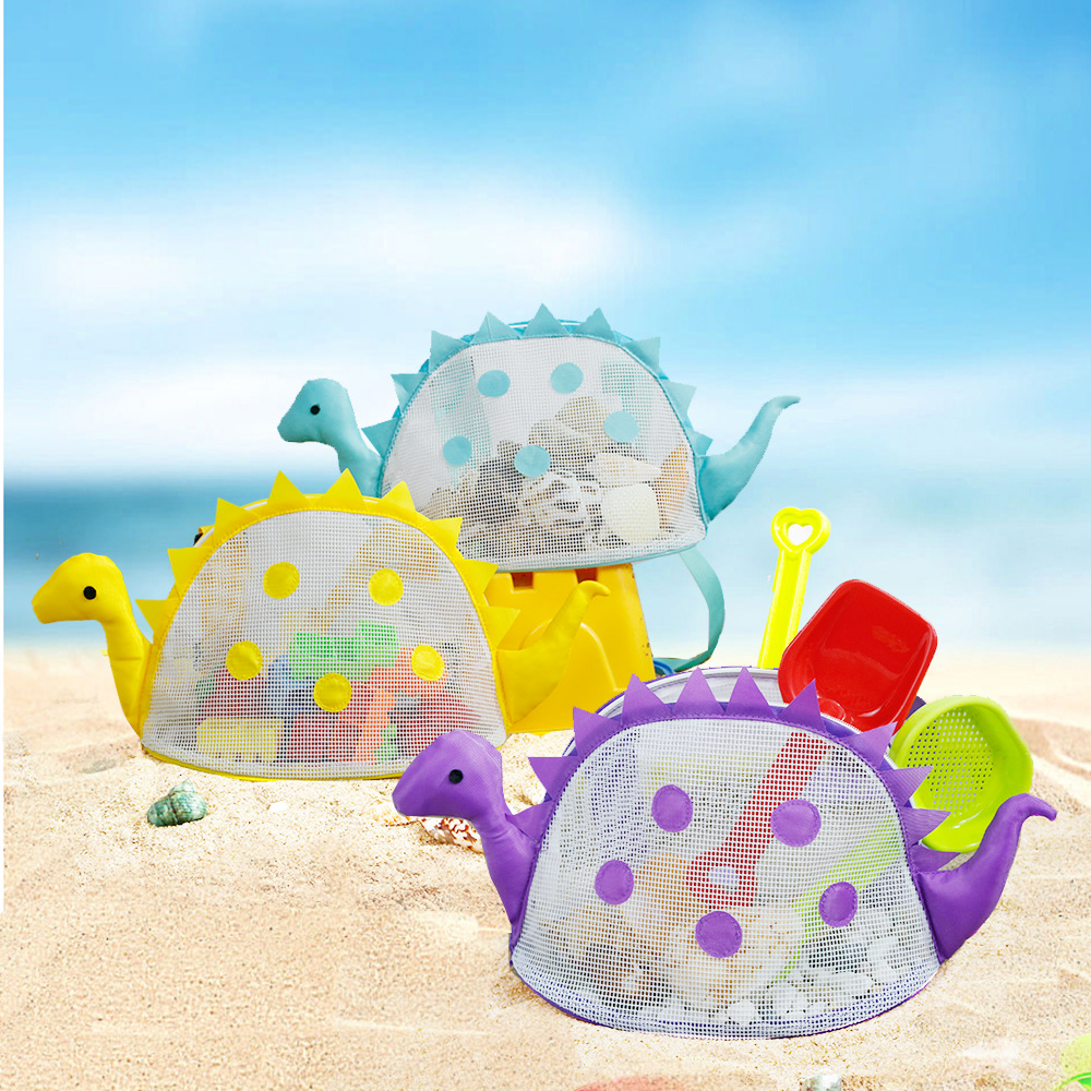 Personalized Dinosaur Seashell Zipper Mesh Beach Bag | CWBeach97