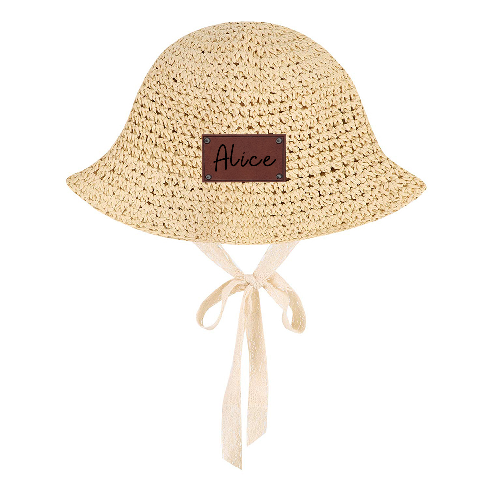 Personalized Summer Leather Patch Straw Hat for Comfort & Unique | CWBeach52