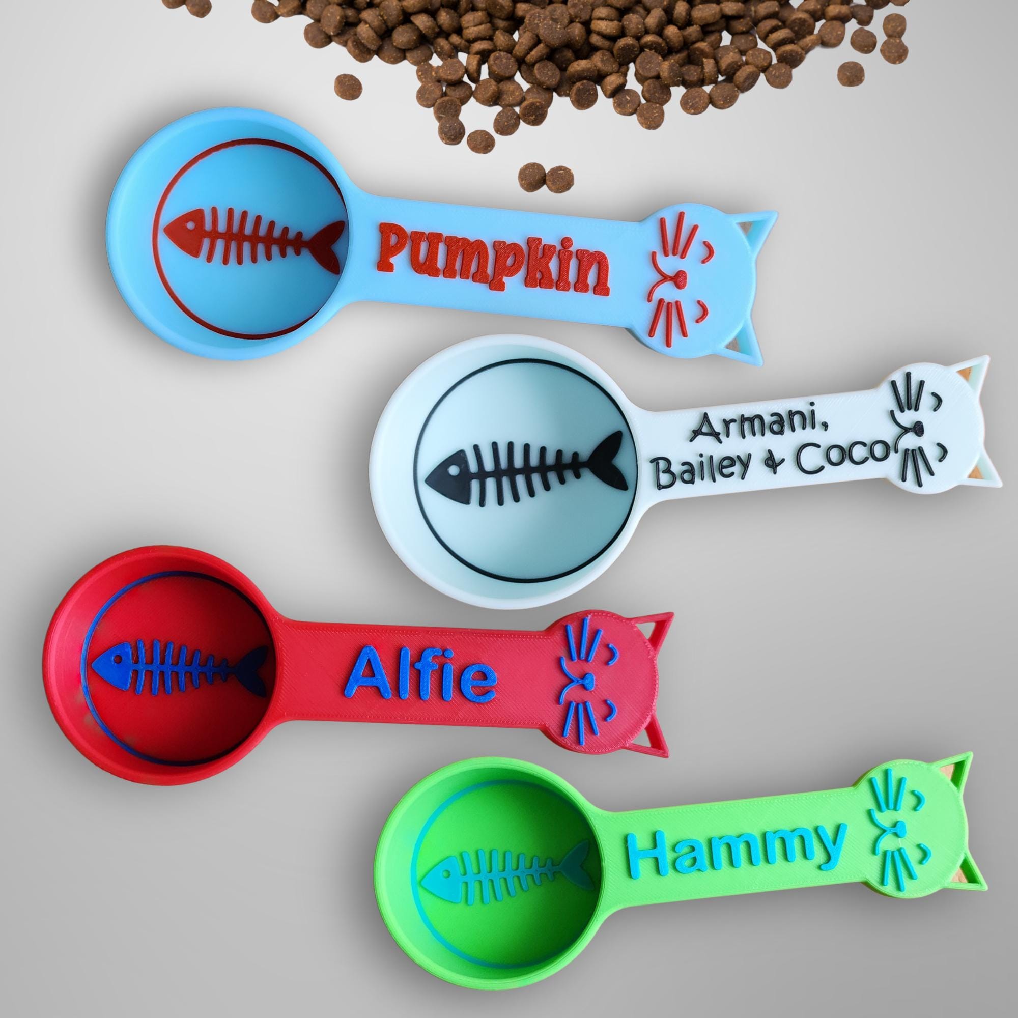 Personalized 3D Printed Fish Bone Cat Food Scoop | BKPet360