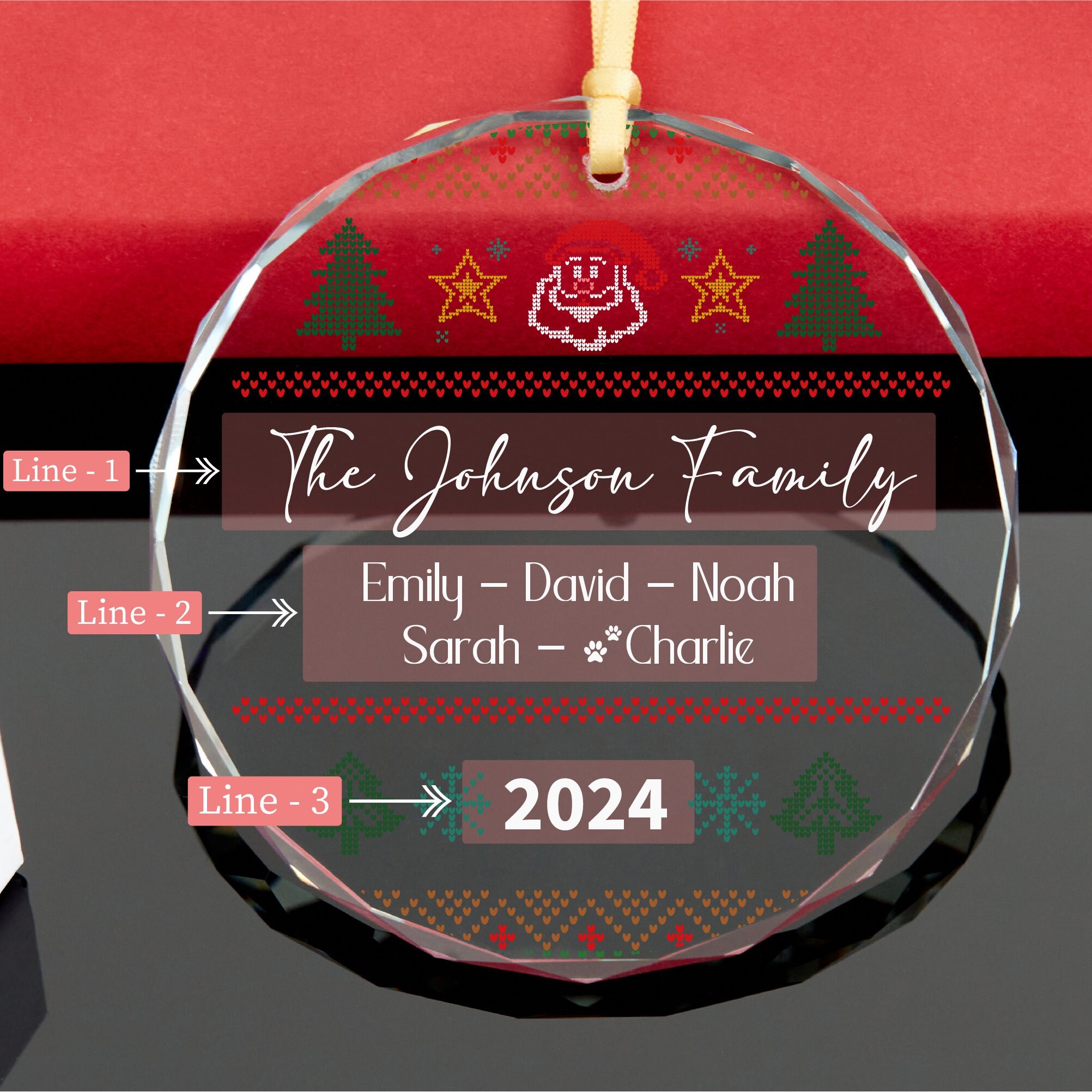 Personalized Glass Family Christmas Ornaments | CWGlass05