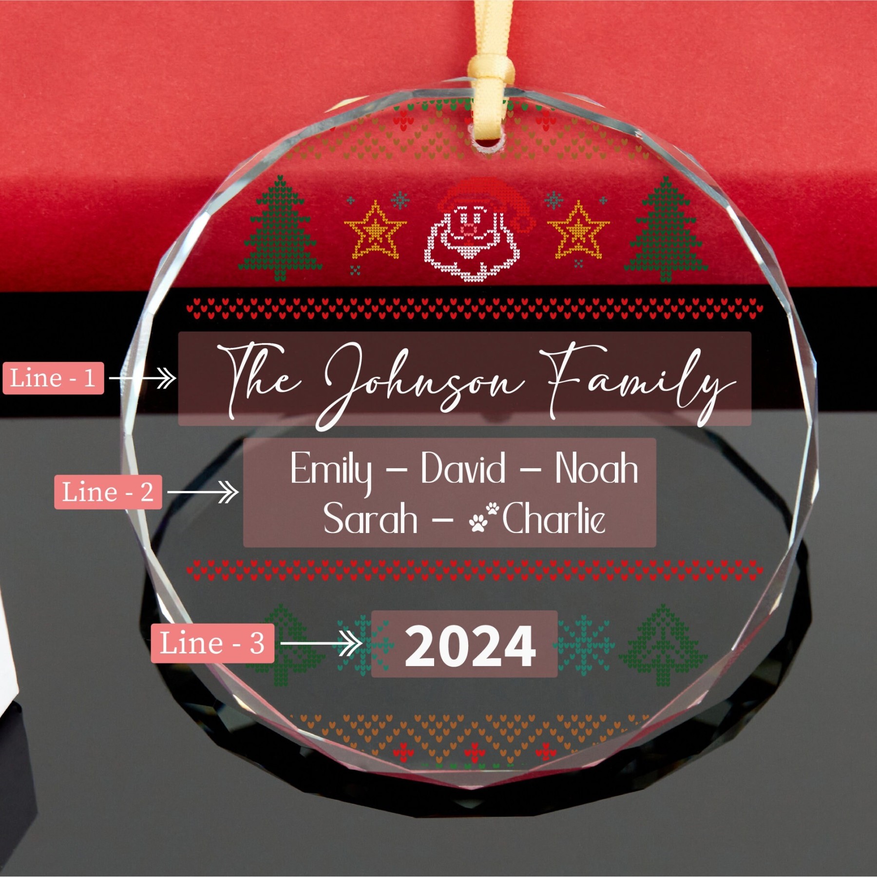 Personalized Glass Family Christmas Ornaments | CWGlass05